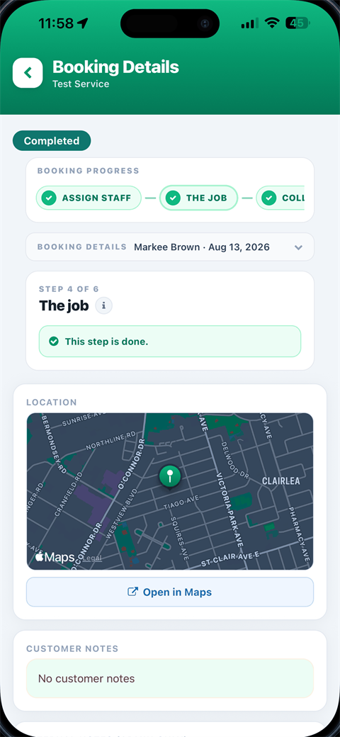 Crewty services and booking screen