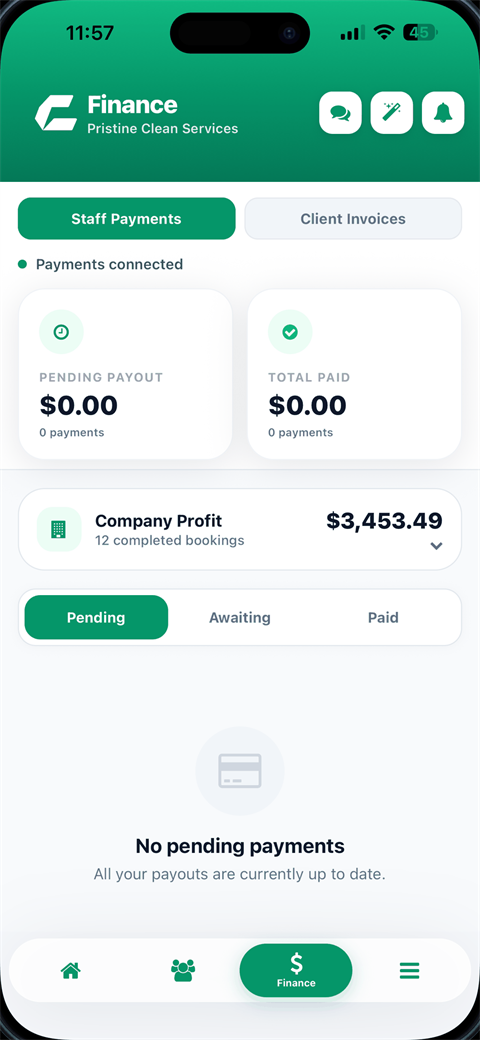 Crewty finance screen
